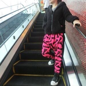 Hyoma hot pink knitted harem slouchy pants xs